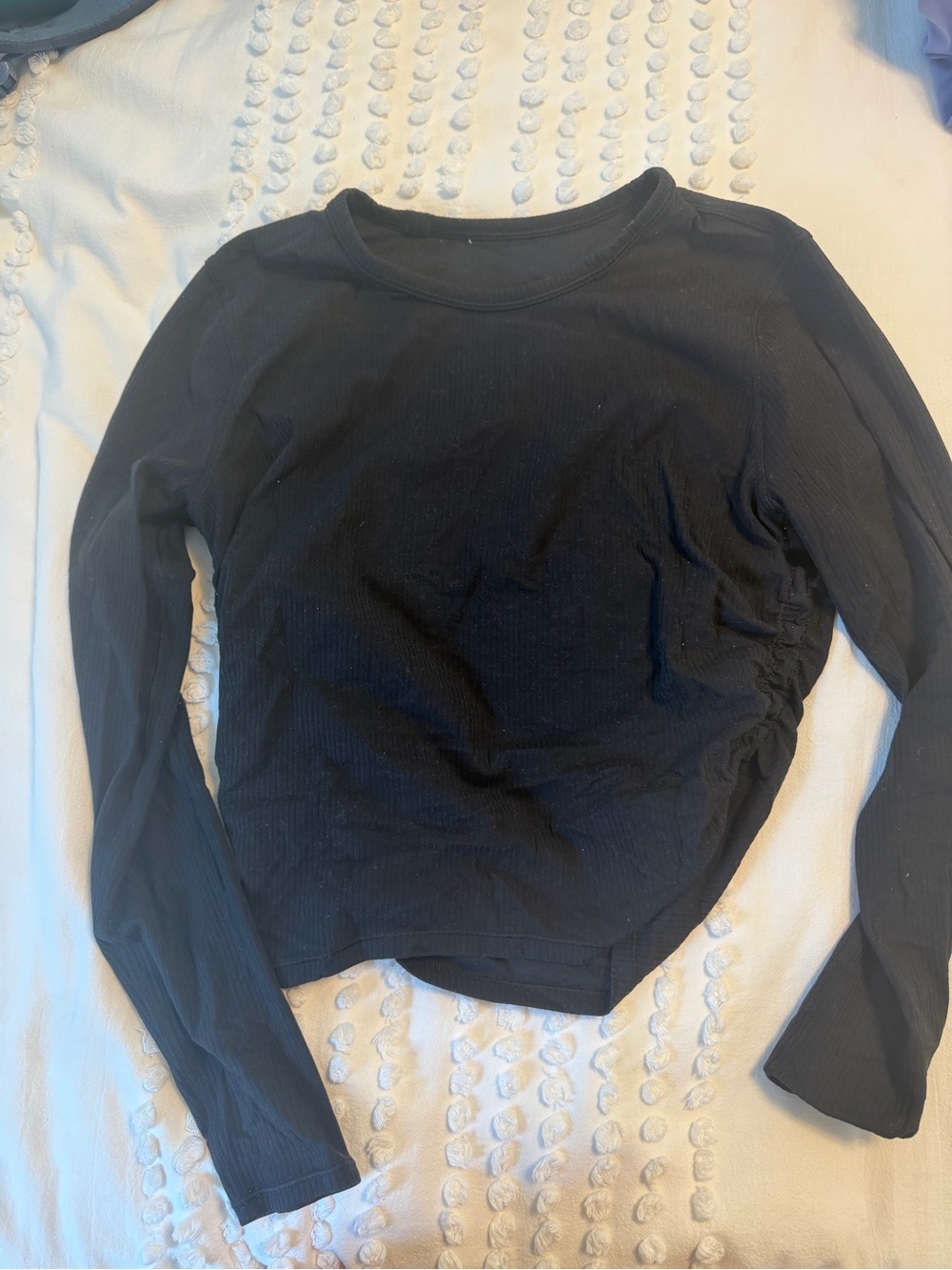 lululemon athletica Black Ribbed Long-Sleeve Top with Side Ruching